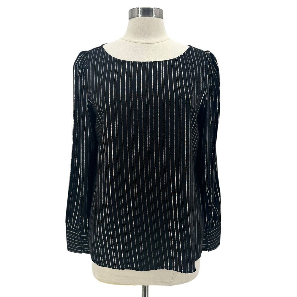 NEW Express Womens Medium Top Gold Black Stripe Blouse Party Cocktail